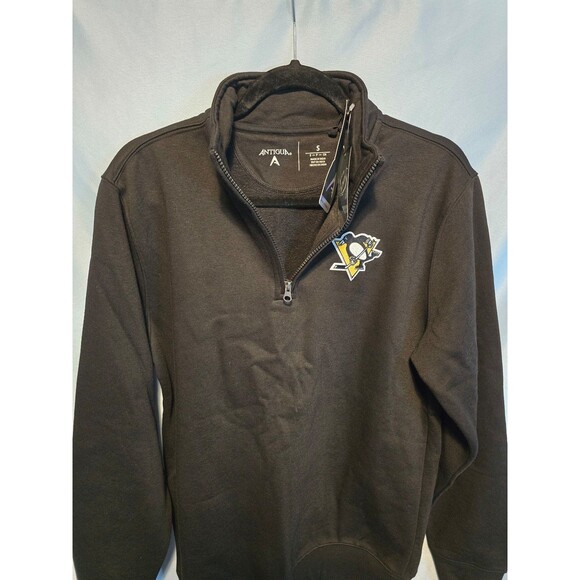 Antigua Black Pittsburgh Penguins Victory Quarter-Zip Pullover Top - Picture 3 of 3